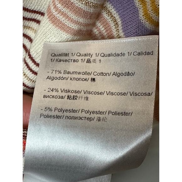 Escada Sport Ivory Multi Stripes Short Sleeve Knit Top Women's Size XL - Picture 7 of 7